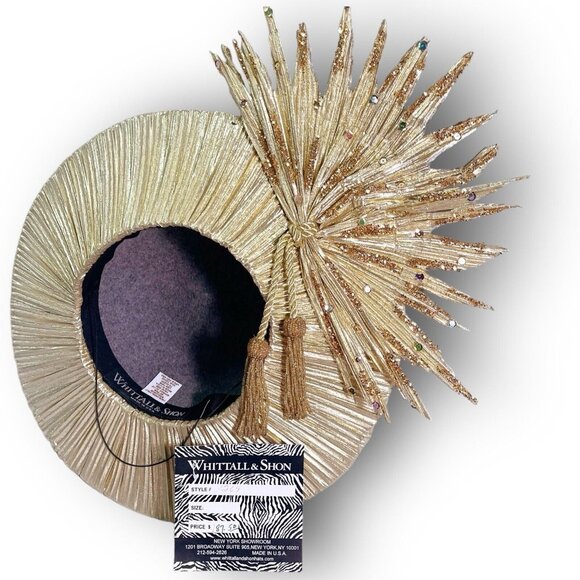 Whittall And Shon Gold Glitter Vintage Church Derby Hat - Picture 2 of 12